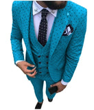 Mens suits Wave point Three Pieces Casual Blazer Vest Pants - Presidential Brand (R)