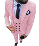 Mens suits Wave point Three Pieces Casual Blazer Vest Pants - Presidential Brand (R)