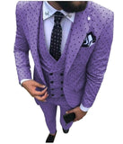 Mens suits Wave point Three Pieces Casual Blazer Vest Pants - Presidential Brand (R)