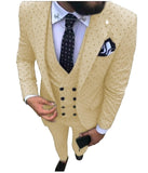 Mens suits Wave point Three Pieces Casual Blazer Vest Pants - Presidential Brand (R)