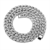 Iced Out Cuban Link Chain Necklace Paved Full Rhinestone Golden Cuban Link Men's Hip hop Jewelry CZ Clasp Bling Rapper Chain - Presidential Brand (R)