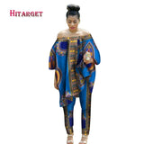 African Women 2 Piece Set Dashiki Cotton Print Wax Crop Top and Shirt Set - Presidential Brand (R)