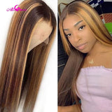 Ali Coco #4/30 Highlight Colored Human Hair Wigs Pre Plucked Lace Front Human Hair Wigs Ombre Remy Frontal Wig For Black Women - Presidential Brand (R)