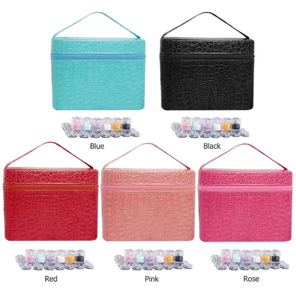 84 Bottles PU Leather Diamond Painting Charms Rhinestones Tool Storage Bag Case Organizer Beads Diamond Embroidery Storage Box - Presidential Brand (R)