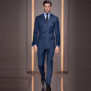 Italian Style Tailor Make Groom Tuxedos Double Breasted Slim Fit Mens Wedding Party Suits Bridegroom Suits Blazer (Jacket+Pant) - Presidential Brand (R)