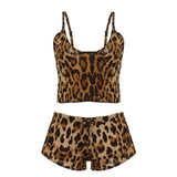 женские блузки Women Plus Size Sexy Lingerie Bow Leopard Underwear Sleepwear Set женские футболки dropshipping - Presidential Brand (R)