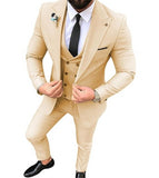 Slim Fit 3 Piece Suit Men Wedding Tuxedos Bridegroom Groomsmen Business Party Prom Blazer Jacket Pants Tie Vest | shoppresidential.com - Presidential Brand (R)