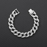 Iced Out Cuban Link Chain Necklace Paved Full Rhinestone Golden Cuban Link Men's Hip hop Jewelry CZ Clasp Bling Rapper Chain - Presidential Brand (R)