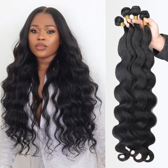Body Wave bundles human hair Brazilian Natural Black Hair Weave 4 Remy Human hair bundles Deals for Black Women Hair Extensions - Presidential Brand (R)