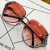 Rimless Luxury Sunglasses Women Vintage Bling Sun Glasses Shades for Women Gafas De Sol Mujer Uv400 Gafas de sol - Presidential Brand (R)