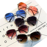 Rimless Luxury Sunglasses Women Vintage Bling Sun Glasses Shades for Women Gafas De Sol Mujer Uv400 Gafas de sol - Presidential Brand (R)