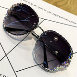 Rimless Luxury Sunglasses Women Vintage Bling Sun Glasses Shades for Women Gafas De Sol Mujer Uv400 Gafas de sol - Presidential Brand (R)