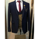 Men's Suit 3 Pieces Slim Fit Luxury Blazer Groom Tuxedo Jacket Pants Vest Set - Presidential Brand (R)