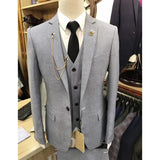 Men's Suit 3 Pieces Slim Fit Luxury Blazer Groom Tuxedo Jacket Pants Vest Set - Presidential Brand (R)