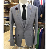 Men's Suit 3 Pieces Slim Fit Luxury Blazer Groom Tuxedo Jacket Pants Vest Set - Presidential Brand (R)