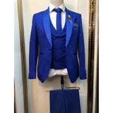 Men's Suit 3 Pieces Slim Fit Luxury Blazer Groom Tuxedo Jacket Pants Vest Set - Presidential Brand (R)