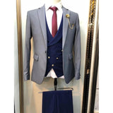 Men's Suit 3 Pieces Slim Fit Luxury Blazer Groom Tuxedo Jacket Pants Vest Set - Presidential Brand (R)