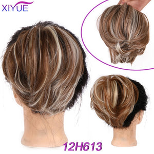 Short Straight Chignon With Elastic Band Synthetic Scrunchie Messy Hair Bun High Temperature Fiber Hairpieces Extensions - Presidential Brand (R)