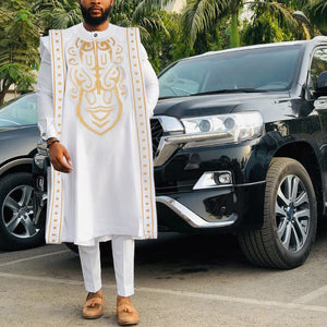 African traditional Nigeria outfit cover shirt pants 3 PCS Suit Muslim sets - Presidential Brand (R)