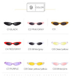 Small Oval Vintage Sunglasses Women Cat Eye Brand Design Retro Skinny Cateye Frame Tiny Sun Glasses Shades - Presidential Brand (R)