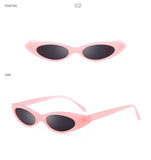 Small Oval Vintage Sunglasses Women Cat Eye Brand Design Retro Skinny Cateye Frame Tiny Sun Glasses Shades - Presidential Brand (R)
