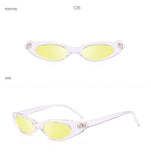 Small Oval Vintage Sunglasses Women Cat Eye Brand Design Retro Skinny Cateye Frame Tiny Sun Glasses Shades - Presidential Brand (R)