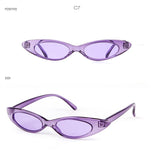 Small Oval Vintage Sunglasses Women Cat Eye Brand Design Retro Skinny Cateye Frame Tiny Sun Glasses Shades - Presidential Brand (R)