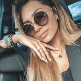 Vintage Fashion Round Sunglasses Women 2019 Luxury Brand Design Retro Rimless Frame Sun Glasses Lady Female Shades NO Chain - Presidential Brand (R)