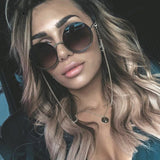 Vintage Fashion Round Sunglasses Women 2019 Luxury Brand Design Retro Rimless Frame Sun Glasses Lady Female Shades NO Chain - Presidential Brand (R)