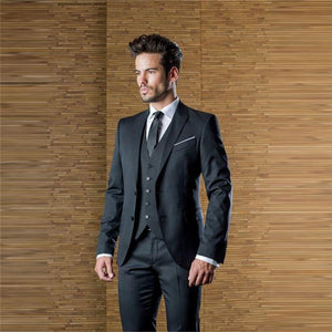 Tuxedo Three Pieces Business Suit Jacket Pants Vest Mens Wedding Suits Peaked Lapel Slim Fit Grooms - Presidential Brand (R)