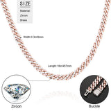 8mm Iced Out Bling CZ Miami Cuban Link Chain Charm Choker Necklace Pink Blue Trendy Fashion Necklace - Presidential Brand (R)