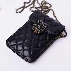 Luxury Handbags Leather Lambskin Quilting Chain Mobile Phone Crossbody Messenger Shoulder Bags Mini Clutches - Presidential Brand (R)