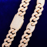 18mm Miami Cuban Bracelet Chain Link Solid Back Copper Full Zircon Jewelry - Presidential Brand (R)