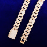 18mm Miami Cuban Bracelet Chain Link Solid Back Copper Full Zircon Jewelry - Presidential Brand (R)