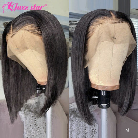 Brazilian Wig Straight Short Bob Lace Front Wigs 13x4 Lace Front Human Hair Wigs Pre-plucked With Baby Hair Jazz Star Non-Remy - Presidential Brand (R)