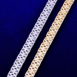 9MM Baguette Zircon Bracelet Chain Trendy Link Gold Color Plated Copper Bling Jewelry - Presidential Brand (R)