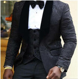 Black Jacquard Jacket Men Suit Slim Fit Blazer - Presidential Brand (R)
