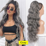 Vigorous Long Wavy Ponytail Hair Synthetic Drawstring Ponytail Clip in Hairpiece Black Wave Ponytail for Black Women - Presidential Brand (R)