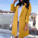VICABO Candy Color Women Blazar Coats Lapel Full Sleeve Eleagnt Ladies Outwears Mid Long Double Breasted Oversize Mujer Chaqueta - Presidential Brand (R)