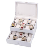 Watch Box 2 Layer 20 Slots Display Storage Case Organizer Holder Lockable with Glass Top Suit for Hairpin Cuff Link Brooches Etc - Presidential Brand (R)