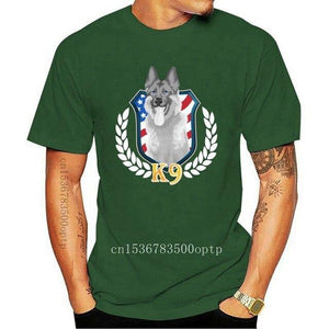 K9 Unit Thin Blue Line Flag Law Enforcement Officer Black T-Shirt Retro O Neck Tee Shirt - Presidential Brand (R)
