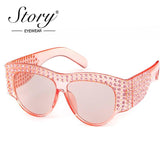 Luxury Sunglasses Ladies Crystal Rhinestone Big Frame UV400 Vintage Oversized Sun Glasses For Women Shades - Presidential Brand (R)