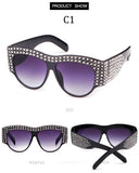 Luxury Sunglasses Ladies Crystal Rhinestone Big Frame UV400 Vintage Oversized Sun Glasses For Women Shades - Presidential Brand (R)