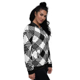 Women's Jackets, Black and White Grid Print Bomber Jacket - Presidential Brand (R)