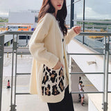 Womens Cardigan with Leopard Print - Presidential Brand (R)