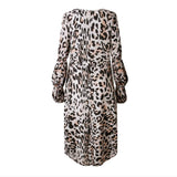 Womens Leopard Print High Low Hem Long Blouse - Presidential Brand (R)