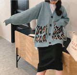 Womens Cardigan with Leopard Print - Presidential Brand (R)