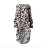 Womens Leopard Print High Low Hem Long Blouse - Presidential Brand (R)