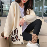 Womens Cardigan with Leopard Print - Presidential Brand (R)